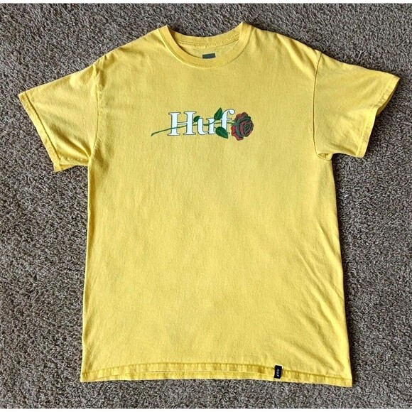 Huf T-Shirt Men's Medium Yellow Short Sleeve - Picture 1 of 7